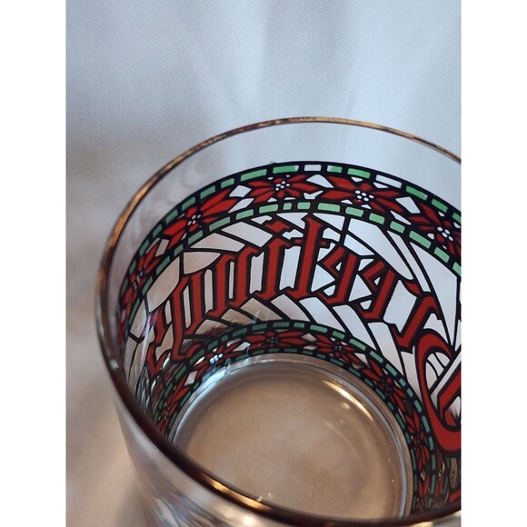 1970s Cera Houze Merry Christmas Seasons Greetings Gold Trimmed Set Of 4 Glasses - Picture 11 of 16